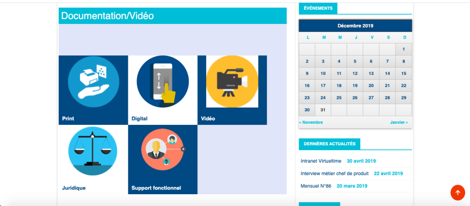 screenshot of Virueltime Intranet